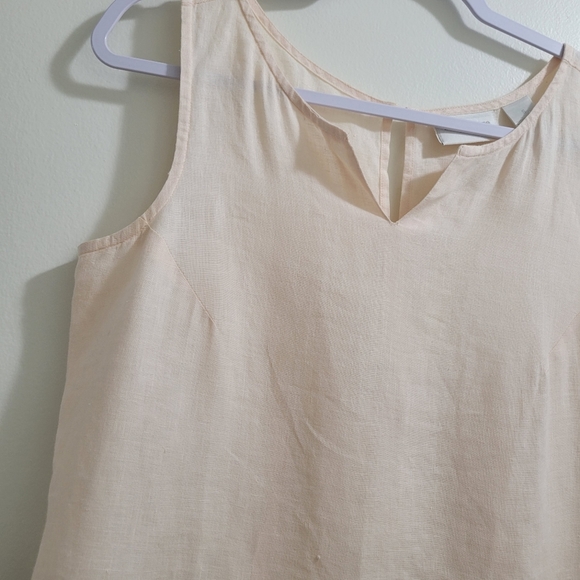 Liz Claiborne Minimalist Light Peach Linen Tank Top Blouse S - Picture 3 of 6
